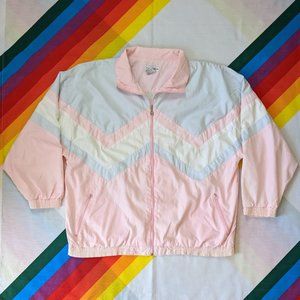 80s Pastel Windbreaker Track Jacket by Lady Lavon